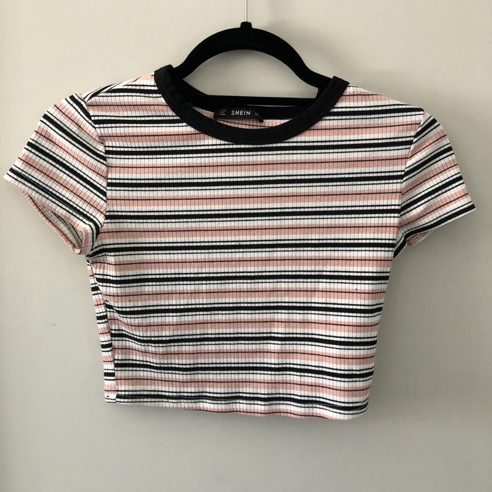 SHIEN striped ribbed crop top